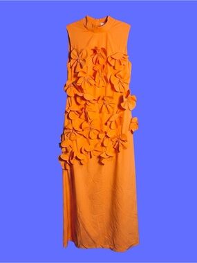 Morbore 3D Flower Satin Mother of The Brides Dress for Wedding Prom Orange Sz 12